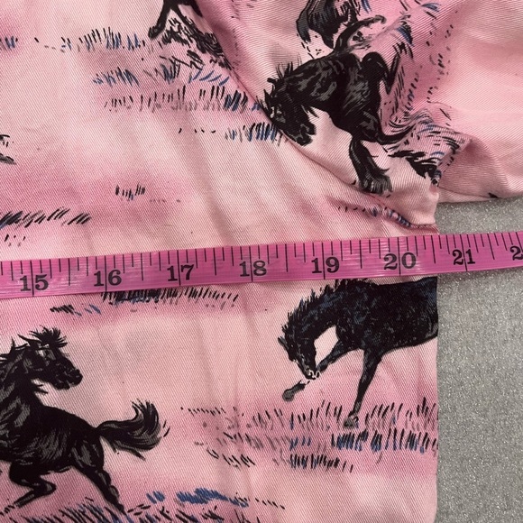 [L]VTG Roughrider by Circle T Pink Horse Print Button LS Shirt - Picture 5 of 7
